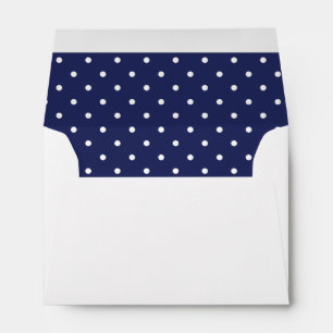 Navy Blue White Polka Dot Lined Envelopes