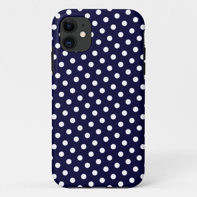 Navy Blue & White Polka Dot Pattern iPhone 5 Case (Back)