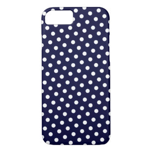 Navy Blue & White Polka Dot Pattern iPhone 7 Case