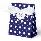 Navy blue white polka dot pattern monogram wedding
