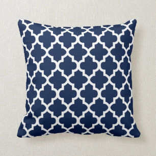 Navy Blue & White Quatrefoil Design   DIY Colour Cushion