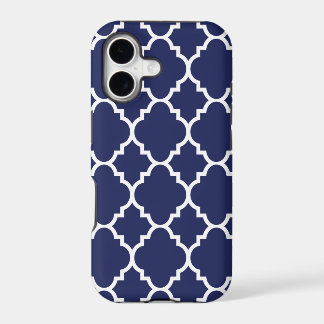Navy Blue White Quatrefoil Moroccan Pattern