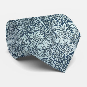 Navy Blue White Rabbit William Morris Tie