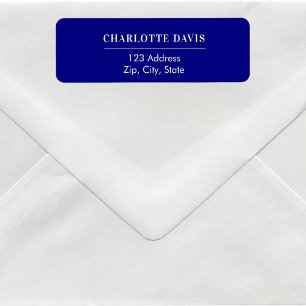 Navy blue white return address  label