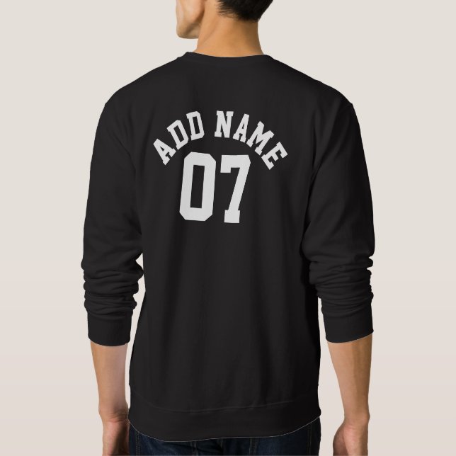 Navy Blue & White Sports Jersey Name Number Back Sweatshirt (Back)