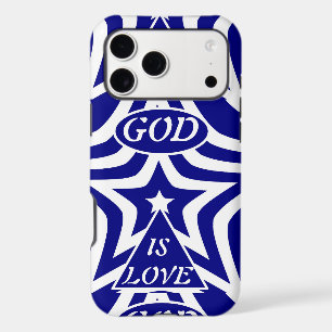 Navy Blue & White Star Phone Case - "God Is Love" 