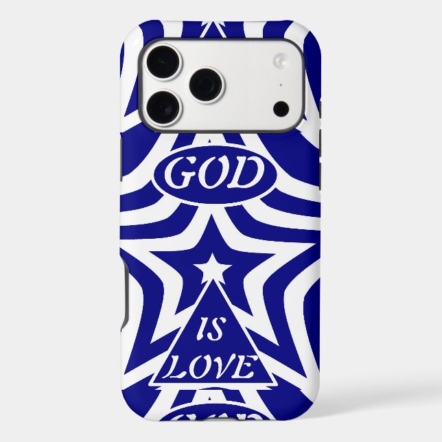 Navy Blue & White Star Phone Case - "God Is Love"  (Back)