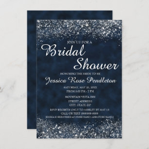 Navy Blue White Stardust Bridal Shower Invitation