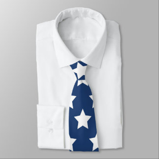 Navy Blue & White Stars Retro Neck Tie