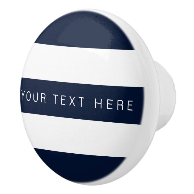 Navy Blue & White Striped Custom Ceramic Knob (Right)