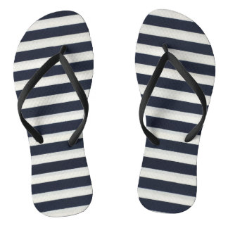 Navy Blue & White Striped Flip Flops – Coastal Sum