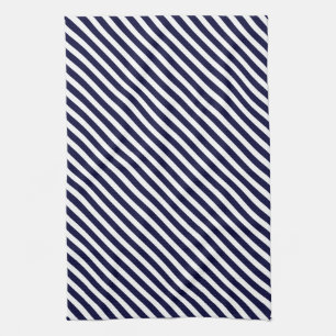 Navy Blue & White Striped Pattern Tea Towel