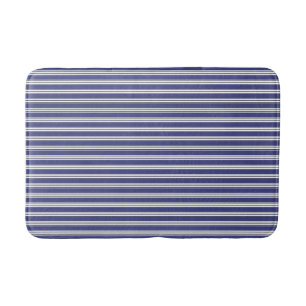 Navy Blue & White Stripes Bath Mat