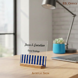 Navy Blue White Stripes Professional Motivational Acrylic Sign