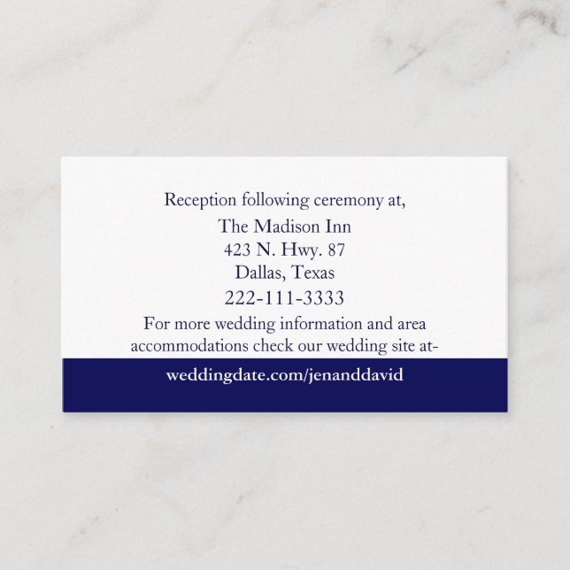 Navy Blue & White Stripes Wedding Enclosure Cards (Front)