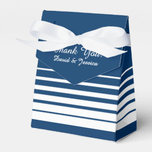 Navy blue & white stripes wedding favour box