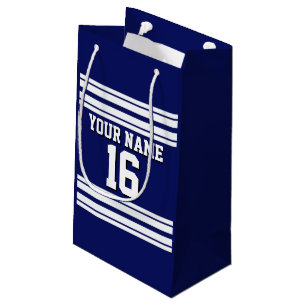 Navy Blue White Team Jersey Custom Number Name Small Gift Bag