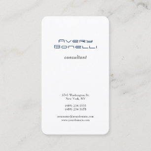 Navy Blue White Trendy Minimalist Professional Business Card