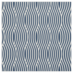 Navy Blue & White Wavy Pattern Fabric