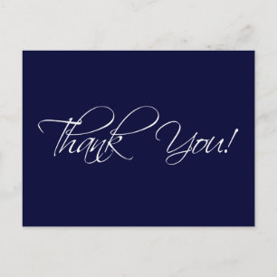 Navy Blue White Wedding Thank You Postcards