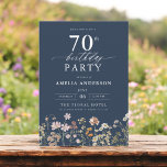 Navy Blue Wildflower Garden Floral 70th Birthday Invitation<br><div class="desc">Celebrate in style with a garden floral calligraphy 70th birthday invitation, perfect for a milestone event. Featuring vibrant floral designs and elegant calligraphy, this invitation sets a whimsical yet sophisticated tone for your celebration. The lush garden theme blends natural beauty with graceful typography, creating a timeless and inviting look. Ideal...</div>