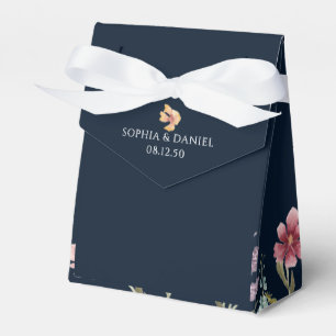 Navy Blue Wildflower Wedding Favour Box