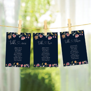 Navy Blue Wildflowers Table Number 2 Seating Chart