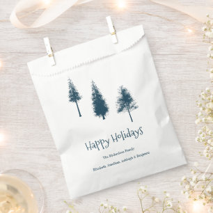Navy Blue Winter Trees Favour Bag