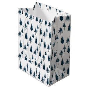 Navy Blue Winter Trees Medium Gift Bag
