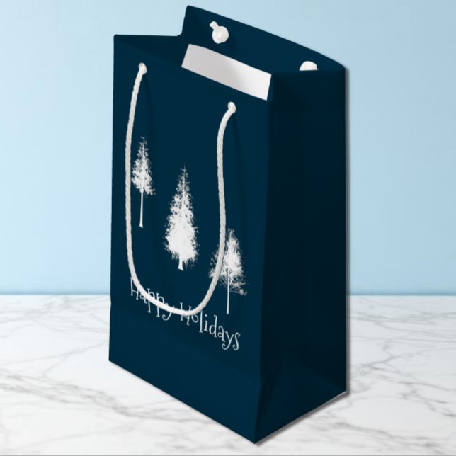 Navy Blue Winter Trees Small Gift Bag (Creator Uploaded)