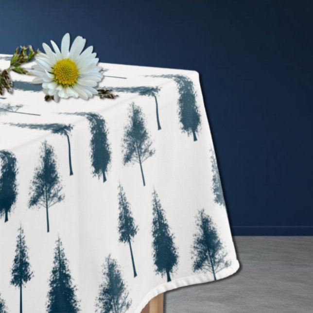 Navy Blue Winter Trees Tablecloth (Creator Uploaded)