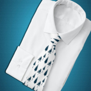 Navy Blue Winter Trees Tie
