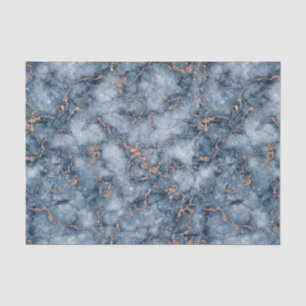 Navy Blue with Glitter Rose Gold Marble Design Tissue Paper