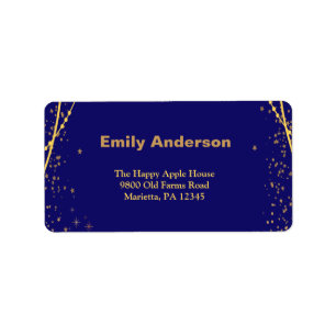  Navy blue with gold stars double joint birthday Label
