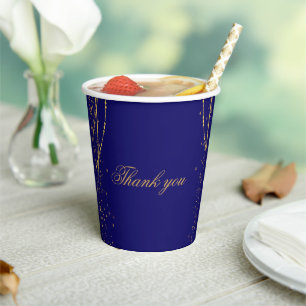 Navy blue with gold stars double joint birthday Paper Cups