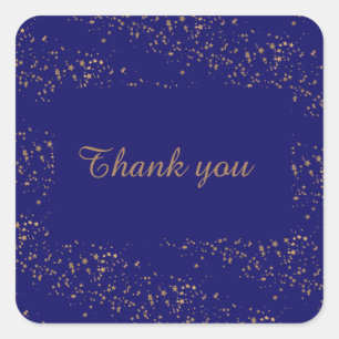 Navy blue with gold stars double joint birthday Square Sticker