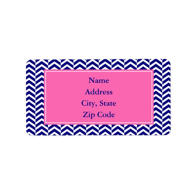 Navy Blue with Hot Pink Chevron Pattern Label (Front)