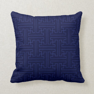Navy Blue with Japanese Pattern Pillow 16" x 16"