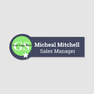 Navy Blue with Logo Business Employee Name Tag