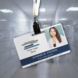 Navy Blue with Logo & Photo Employee ID Badge