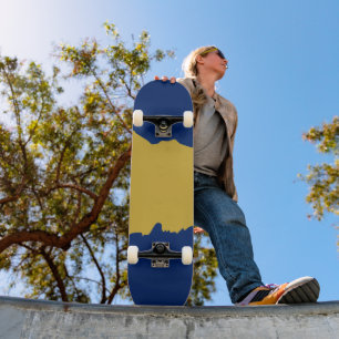 Navy Blue with Metallic Gold Unique Stylish Skateboard