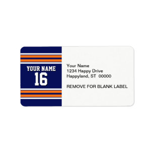 Navy Blue with Orange White Stripes Team Jersey Label