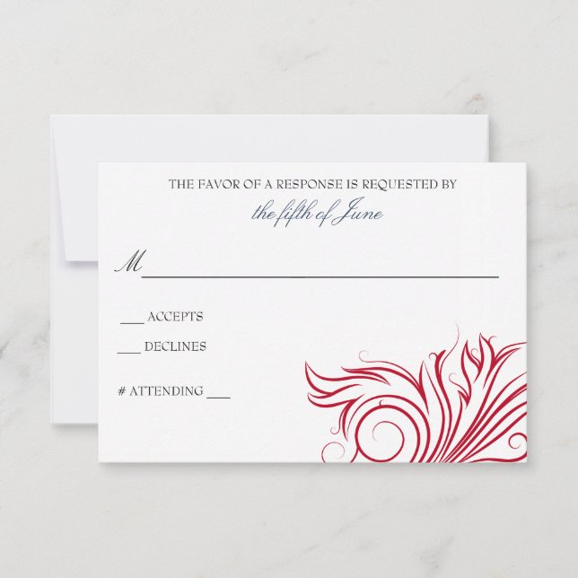 Navy blue with red swirls response cards (Front)