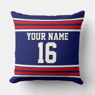 Navy Blue with Red White Stripes Team Jersey Cushion