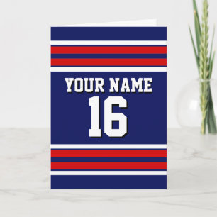 Navy Blue with Red White Stripes Team Jersey Note Card