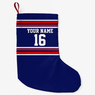 Navy Blue with Red White Stripes Team Jersey Small Christmas Stocking
