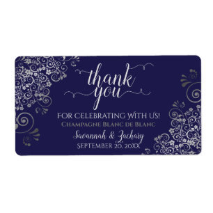 Navy Blue with Silver Lace Budget Wedding Favour