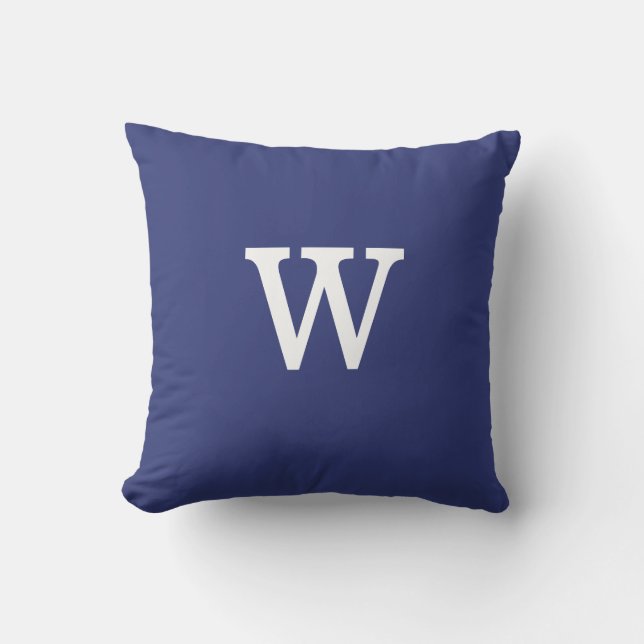 Navy Blue with Stripes on Back Monogram Cushion (Front)