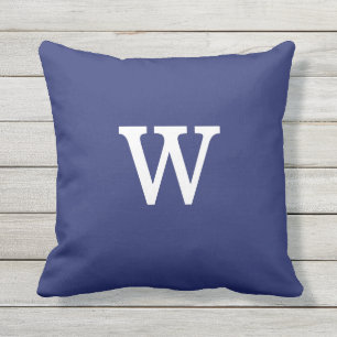 Navy Blue with Stripes on Back Monogram Cushion