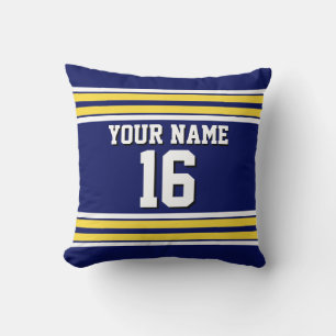 Navy Blue with Yellow White Stripes Team Jersey Cushion